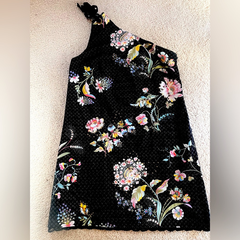 Anthropologie, Maeve, one shoulder tie, floral studded  short dress
